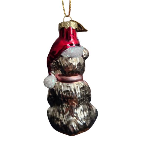 Christopher Radko Glass Teddy Bear Ornament Santa Hat Gift Box 3.5” - Picture 4 of 6